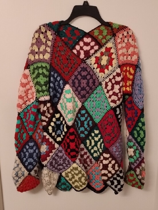 Handmade Sweaters - Multicolor Patchwork Crochet Sweater Tunic - Women